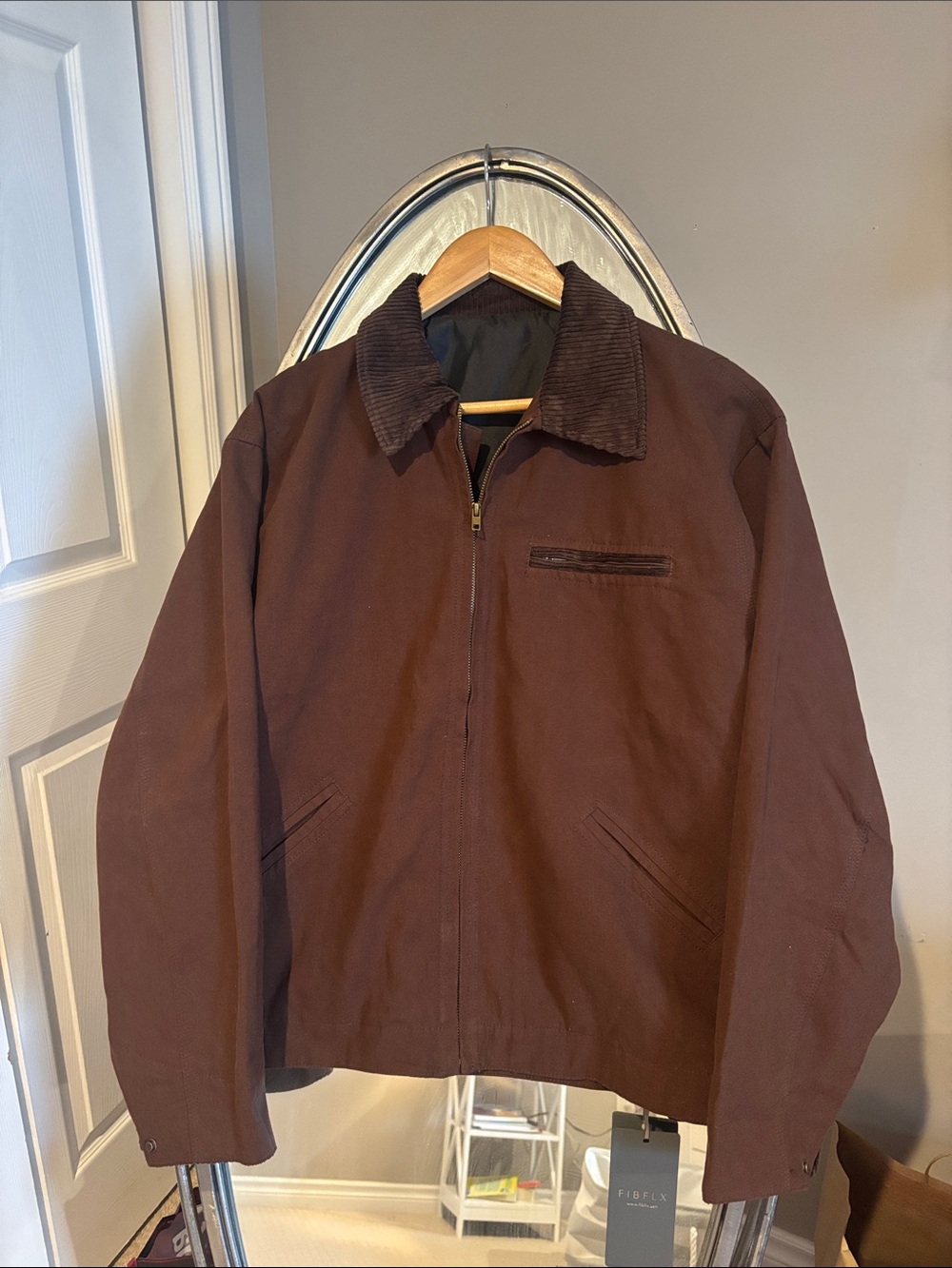 Women's Brown Corduroy-Collar Bomber Jacket - FIBFLX